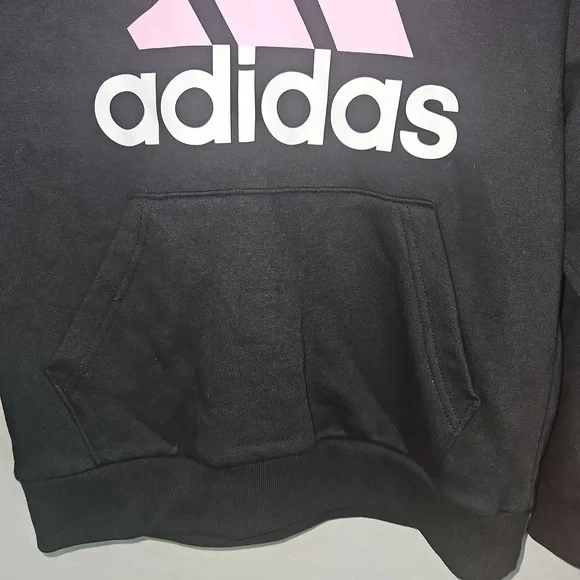 adidas Big Girls Fleece Hoodie Size Small Black and Pink - Picture 3 of 8